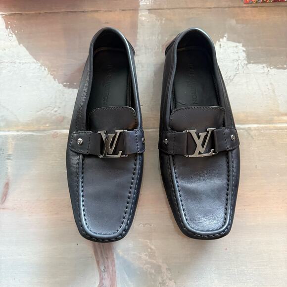 Louis Vuitton Black Monte Carlo Moccasin Loafers Sz 10 - Picture 2 of 14